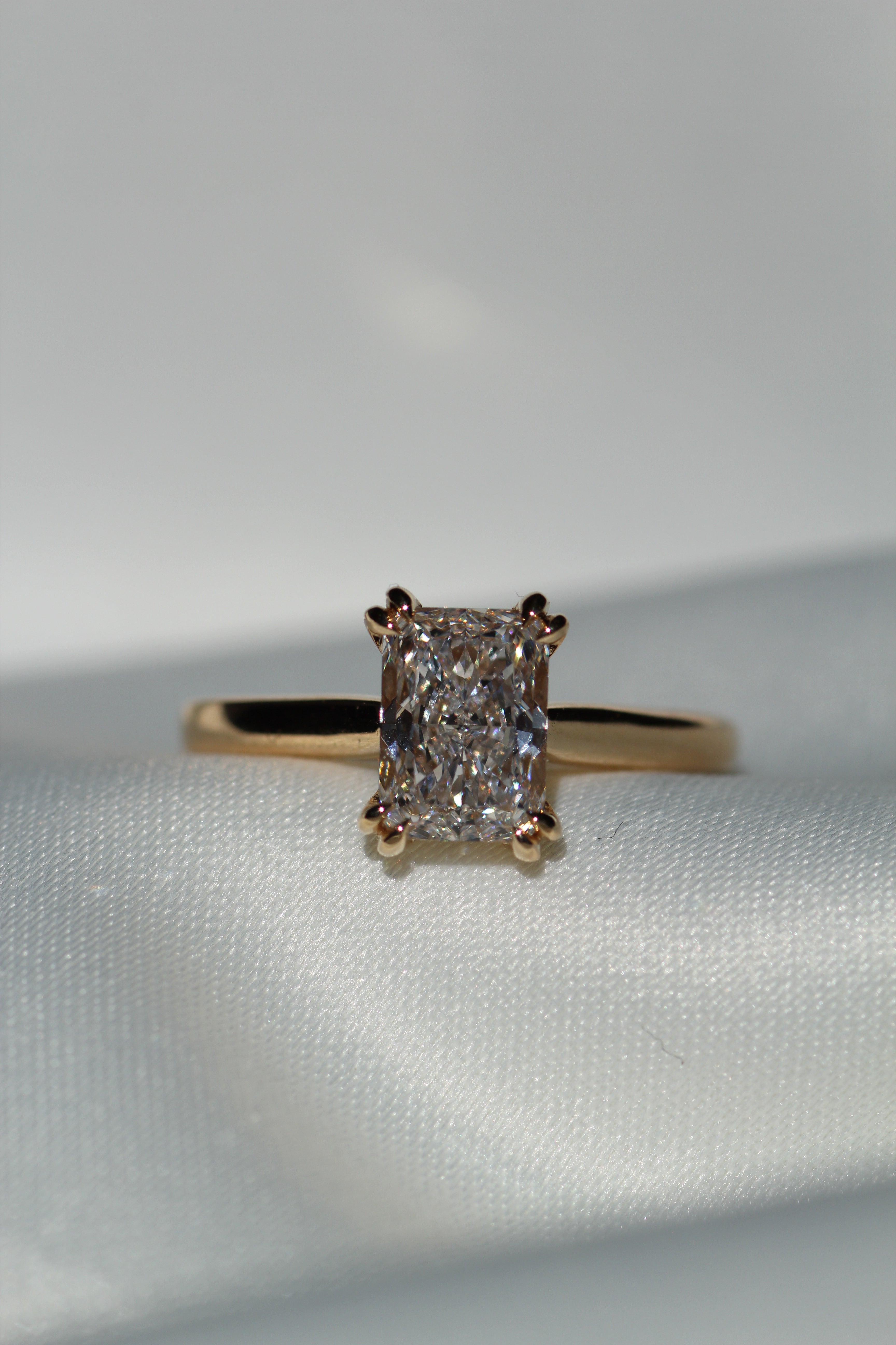 Marquise Shaped Three Stone Lab Grown Diamond Engagement Ring